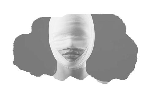 Woman with bandaged face