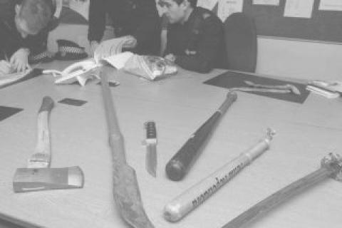 Chibs A selection of confiscated weapons, AKA chibs, tools & blades.