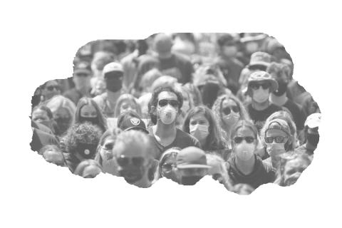 Crowd of Masked protestors